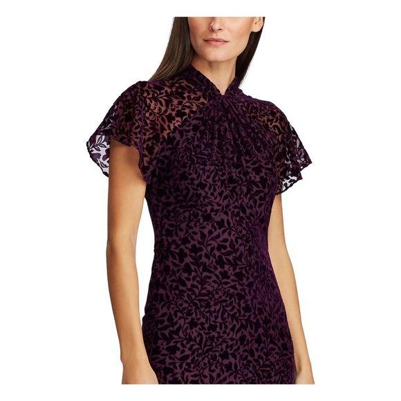 Ralph Lauren Women's Short Sleeve Maxi Sheath Evening Dress Purple Size 6 - Picture 3 of 3